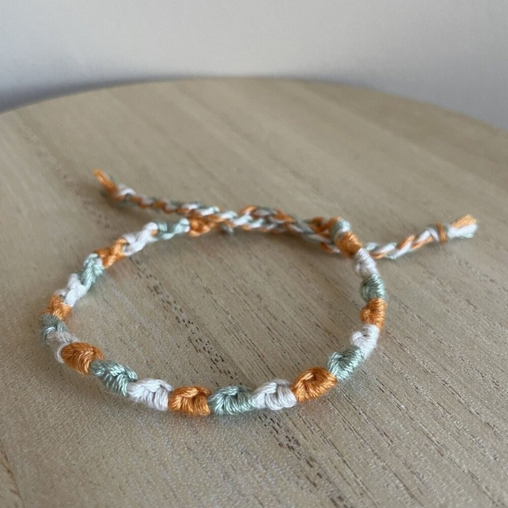 Handmade Jayla Woven Friendship Bracelet OS Orange Blue Unisex Cotton Tie